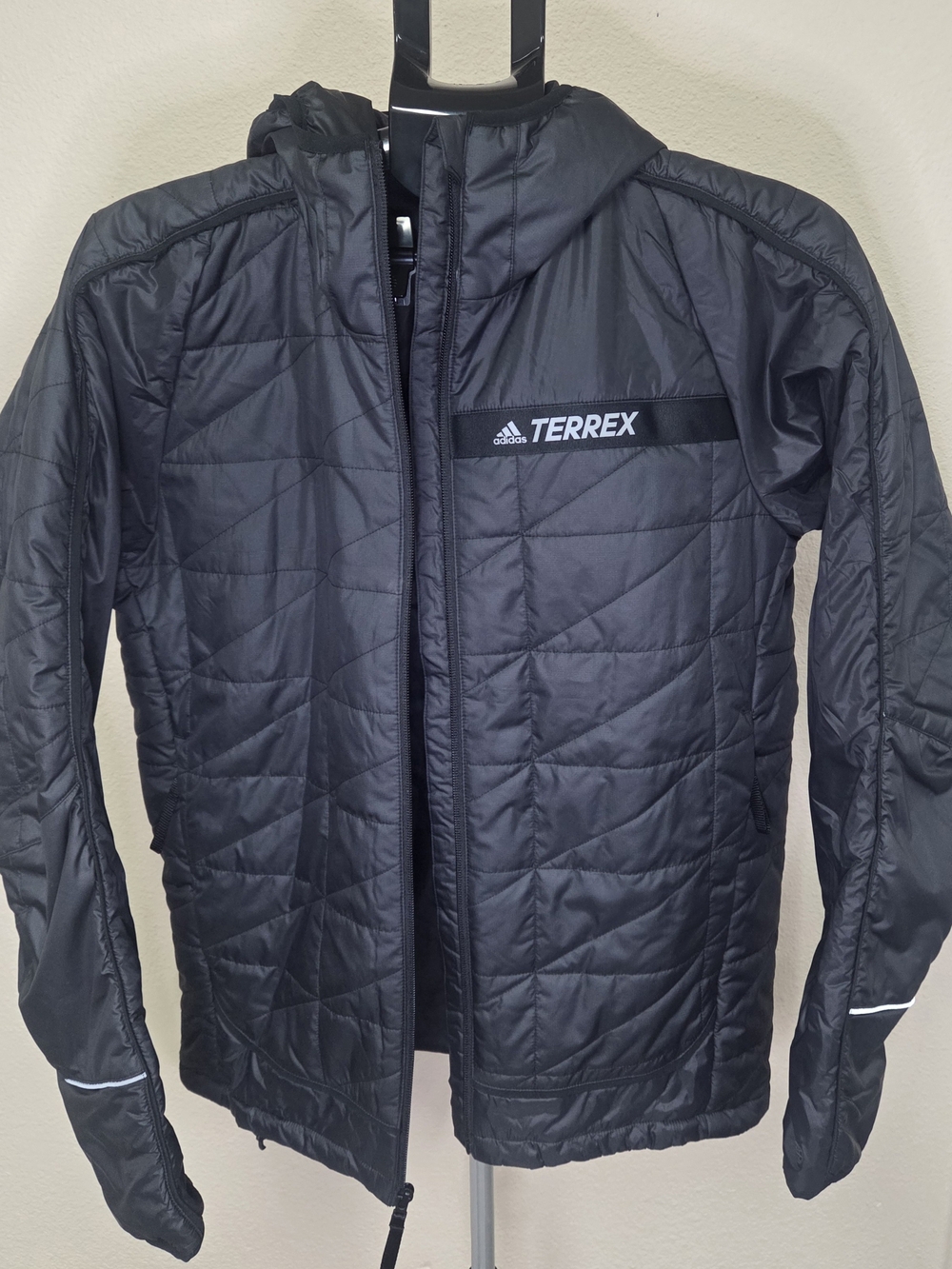 adidas TERREX Men's Black Quilted Hooded Puffer Jacket